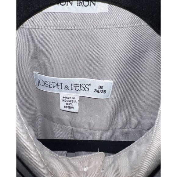 Joseph & Feiss Mens Long Sleeve Button-Down Dress Shirt  16 34/35  Gray - Picture 3 of 3